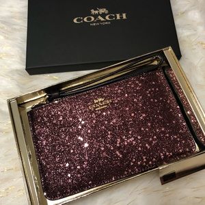 Coach boxed heart glitter wristlet